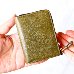 【ペイズリー柄★SATTO L】小さいのにお札が折れない！Lファス型最小に挑む栃木レザーミニ財布 3color 6枚目の画像
