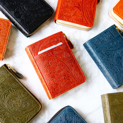 【ペイズリー柄★SATTO L】小さいのにお札が折れない！Lファス型最小に挑む栃木レザーミニ財布 3color 8枚目の画像