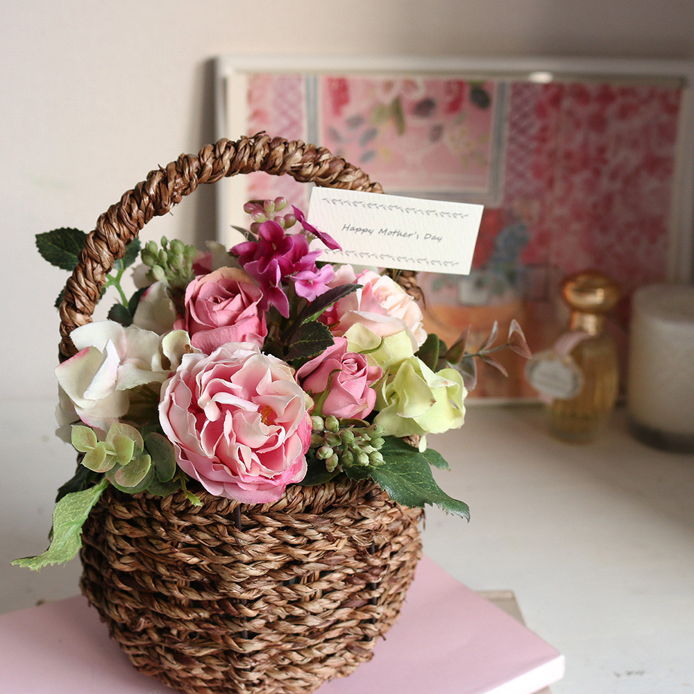 【期間限定セール】アンティークローズとライラックのアレンジメント　アーティフィシャルフラワー