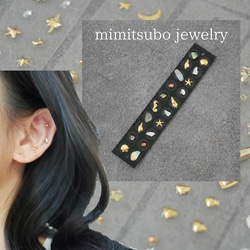 太陽 月】耳つぼジュエリー，耳つぼアクセサリー、チタン、セラミック