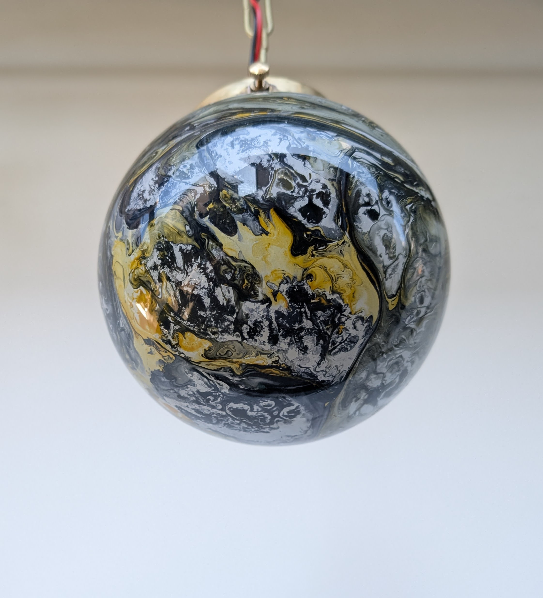 【受注後製作】ヴィンテージ調／ムラーノ・スタイル／ペンダントライト／真鍮製チェーン／ガラス製