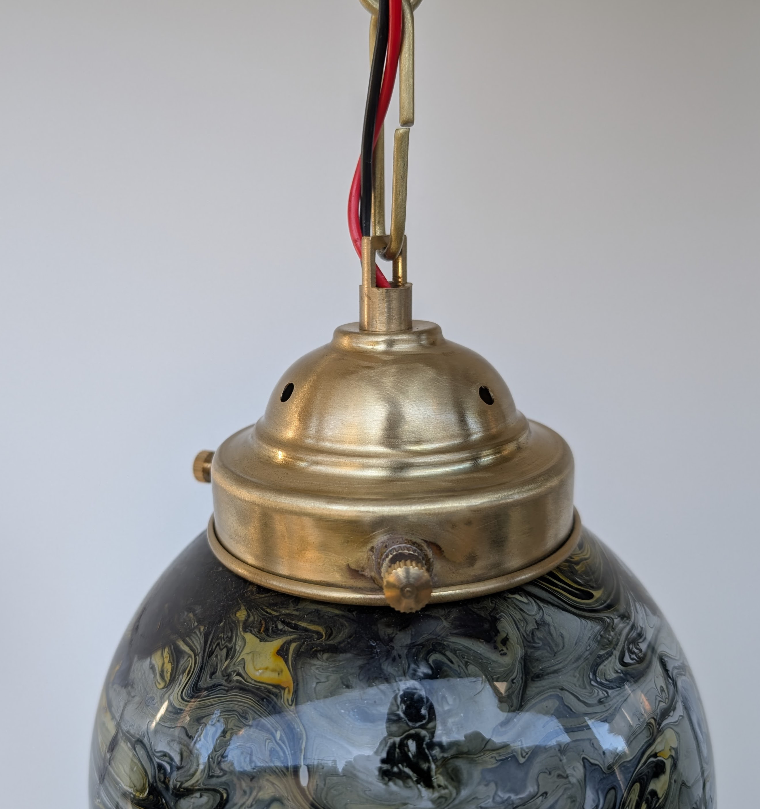 【受注後製作】ヴィンテージ調／ムラーノ・スタイル／ペンダントライト／真鍮製チェーン／ガラス製