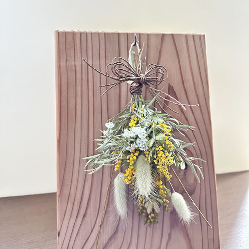 ドライフラワースワッグ 杉板フレームインテリア スワッグ Rest