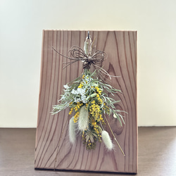 ドライフラワースワッグ 杉板フレームインテリア スワッグ Rest garden