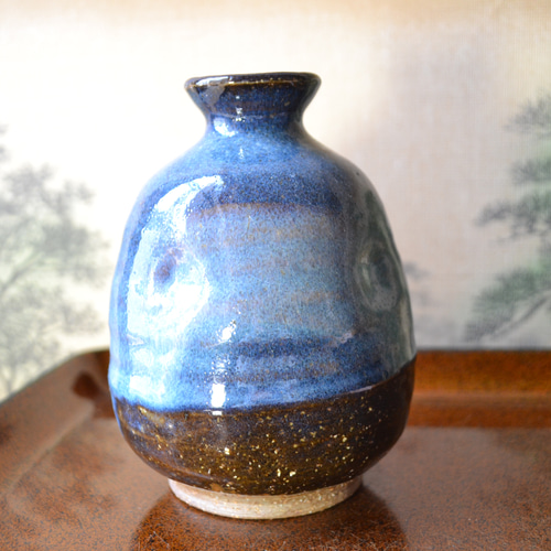 新着！】だるま徳利酒器セット(コスモブルー) 2合徳利 ぐい呑み ＊酒