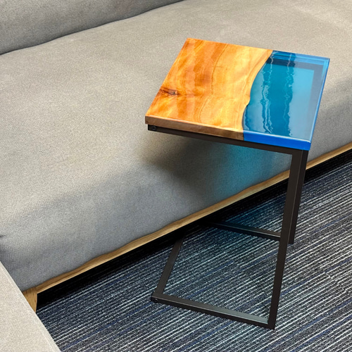 ミニテーブル サイドテーブル デスク リバー レジン 一枚板 アイアン 北欧 ミニテーブル サイドテーブル デスク リバー レジン 一枚板 アイアン 北欧