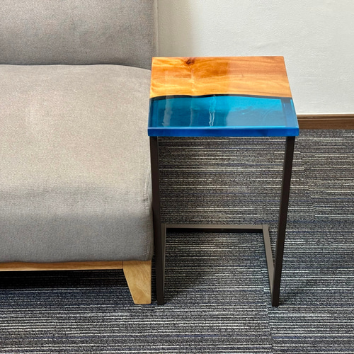 サイドテーブル アイアン 木製 一枚板 コの字 おしゃれ ベッド