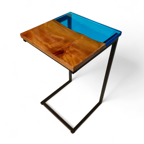 ミニテーブル サイドテーブル デスク レジン 無垢材 一枚板 アイアン 木製