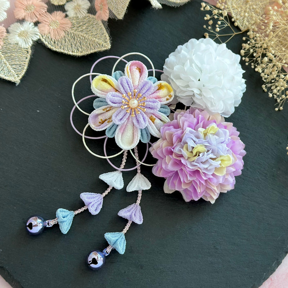 浴衣 髪飾り 子ども つまみ細工 甚平 七五三 ベビー袴 14枚目の画像