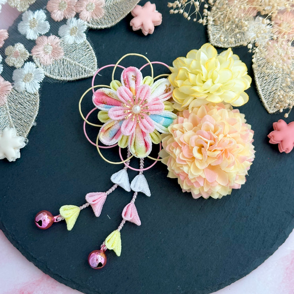 浴衣 髪飾り 子ども つまみ細工 甚平 七五三 ベビー袴 13枚目の画像