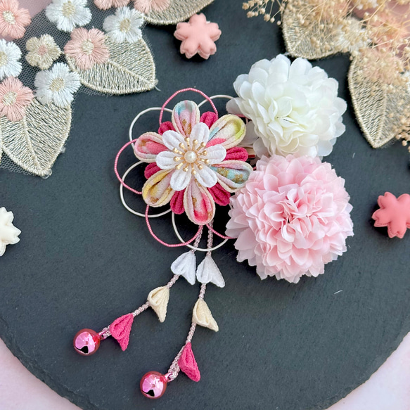 浴衣 髪飾り 子ども つまみ細工 甚平 七五三 ベビー袴 15枚目の画像