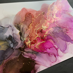 ピンク　ベージュ　グリーン　ゴールド　絵画　アート フラワーボート グリーンイエロー 100×80 cm タッチドピクチャー