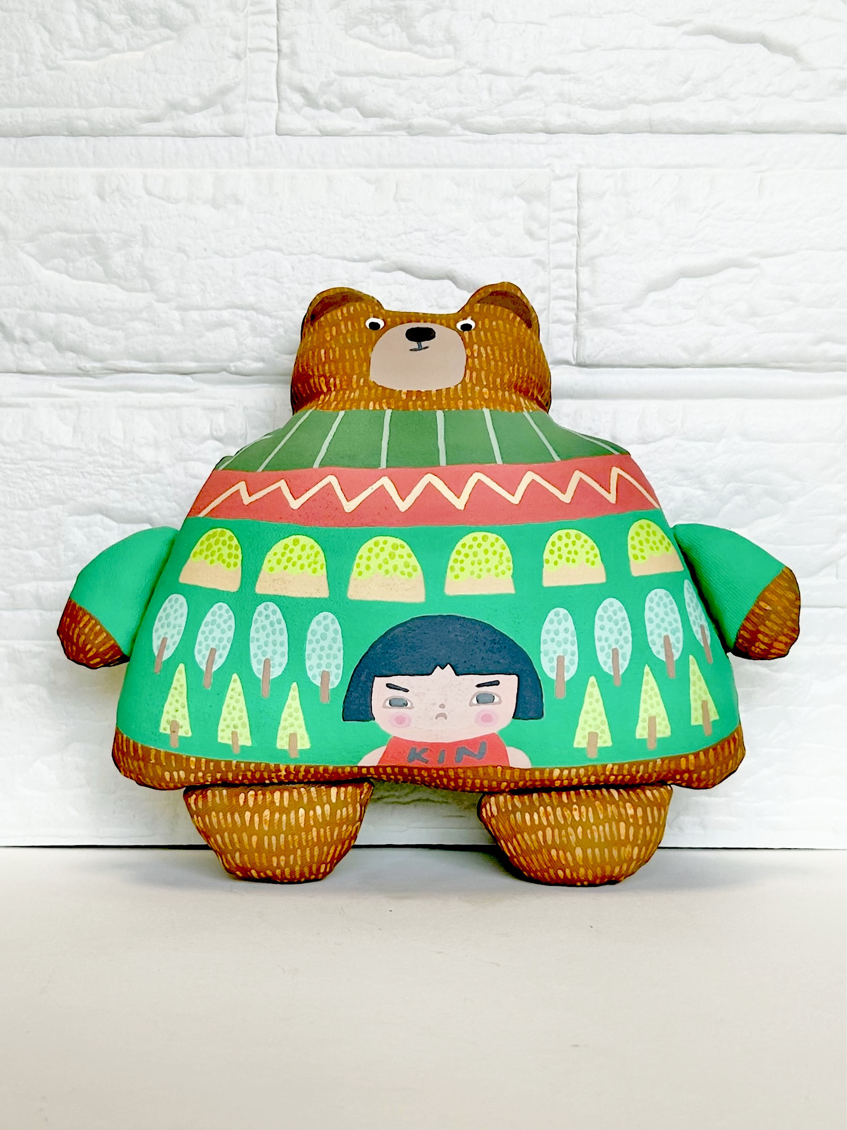 日本昔話「金太郎」の中くらいぬいぐるみ。アクリルの絵の具で着色しました。人形・アート