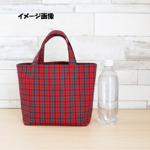 コレクション ハンドメイドミニトートバッグ赤デニム鞄チェック
