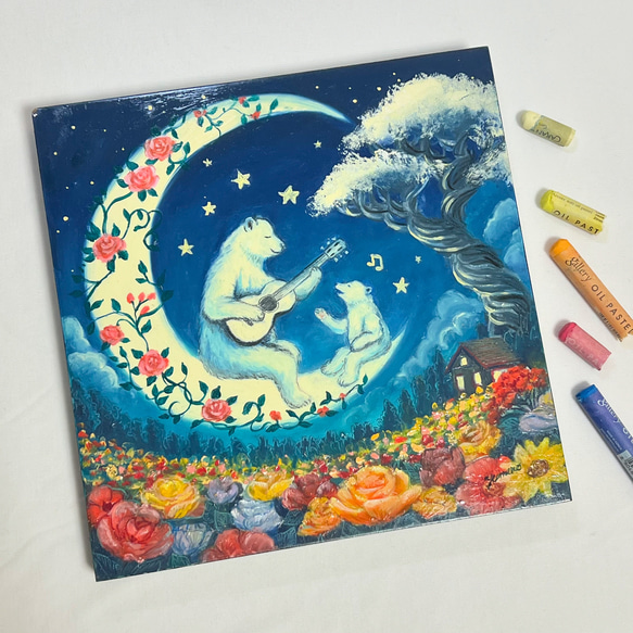 絵画　壁掛け　インテリア 原画】 フラワーコンサート 壁掛け インテリア アート 風景画 熊の絵