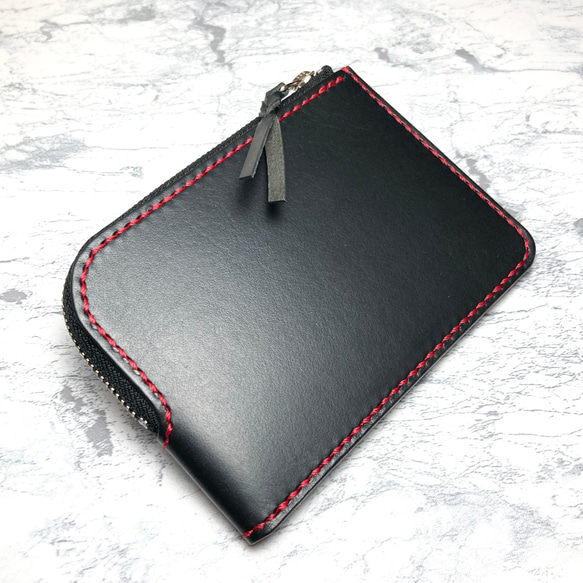 ミニL字ファスナー財布 黒 みるく/セミオーダー/ダックス・黒ラブ