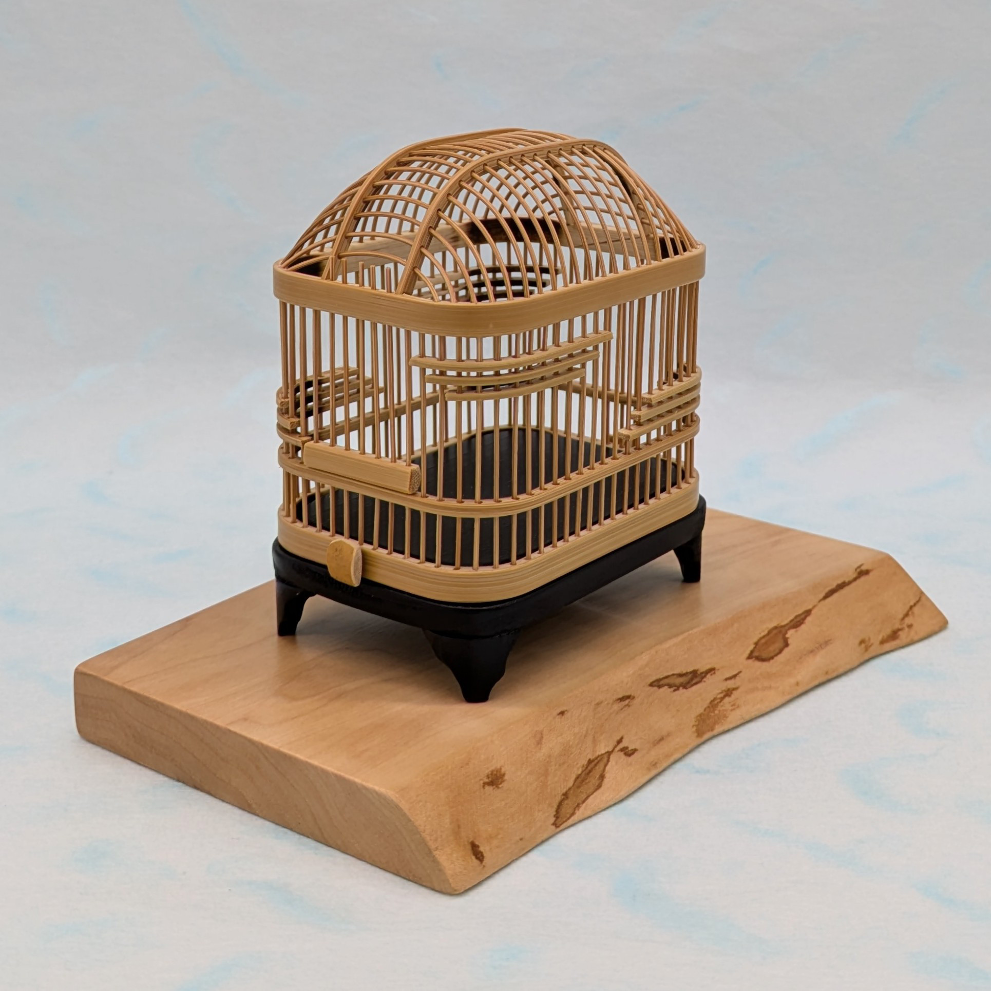 【新作】ミニ大和虫篭（さらし色）　駿河竹細工