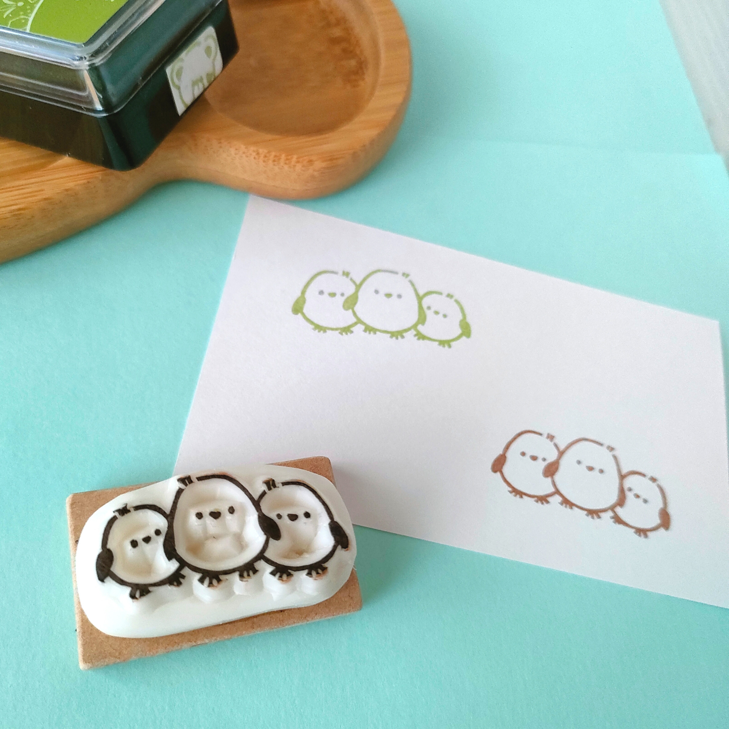 並んでシマエナガ』消しゴムはんこ はんこ・スタンプ egao丸