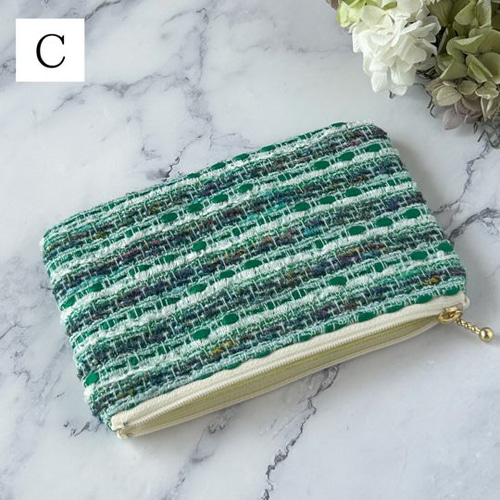 フラットポーチ❤️ピンク ブルー グリーンチェックリントンMiros