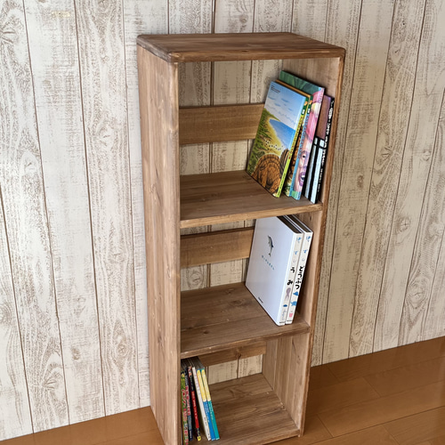 面取り】【3段】フリーラック 教具棚 モンテッソーリ 絵本棚 おもちゃ