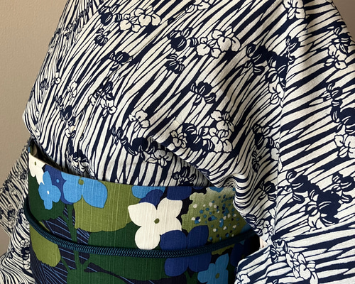 浴衣/単衣 ネイビー/グレーあやめ柄 竺仙 着物 さまだや 通販