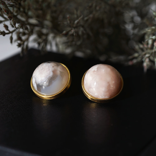 桜瑪瑙（さくらめのう）の一粒ピアス☆イヤリング可 ～Cherry blossom