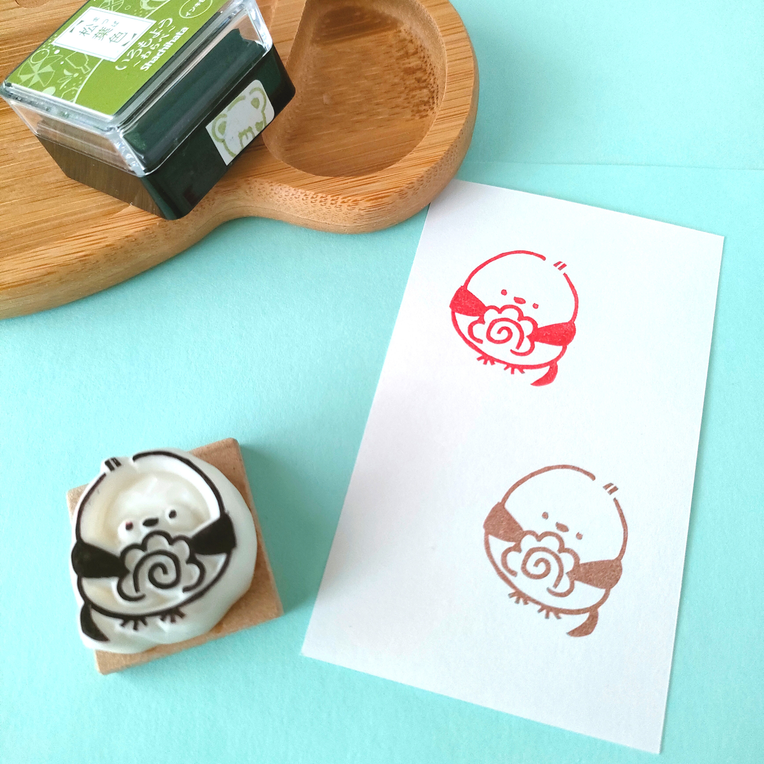 シマエナガとラッパ 消しゴムはんこNo.449