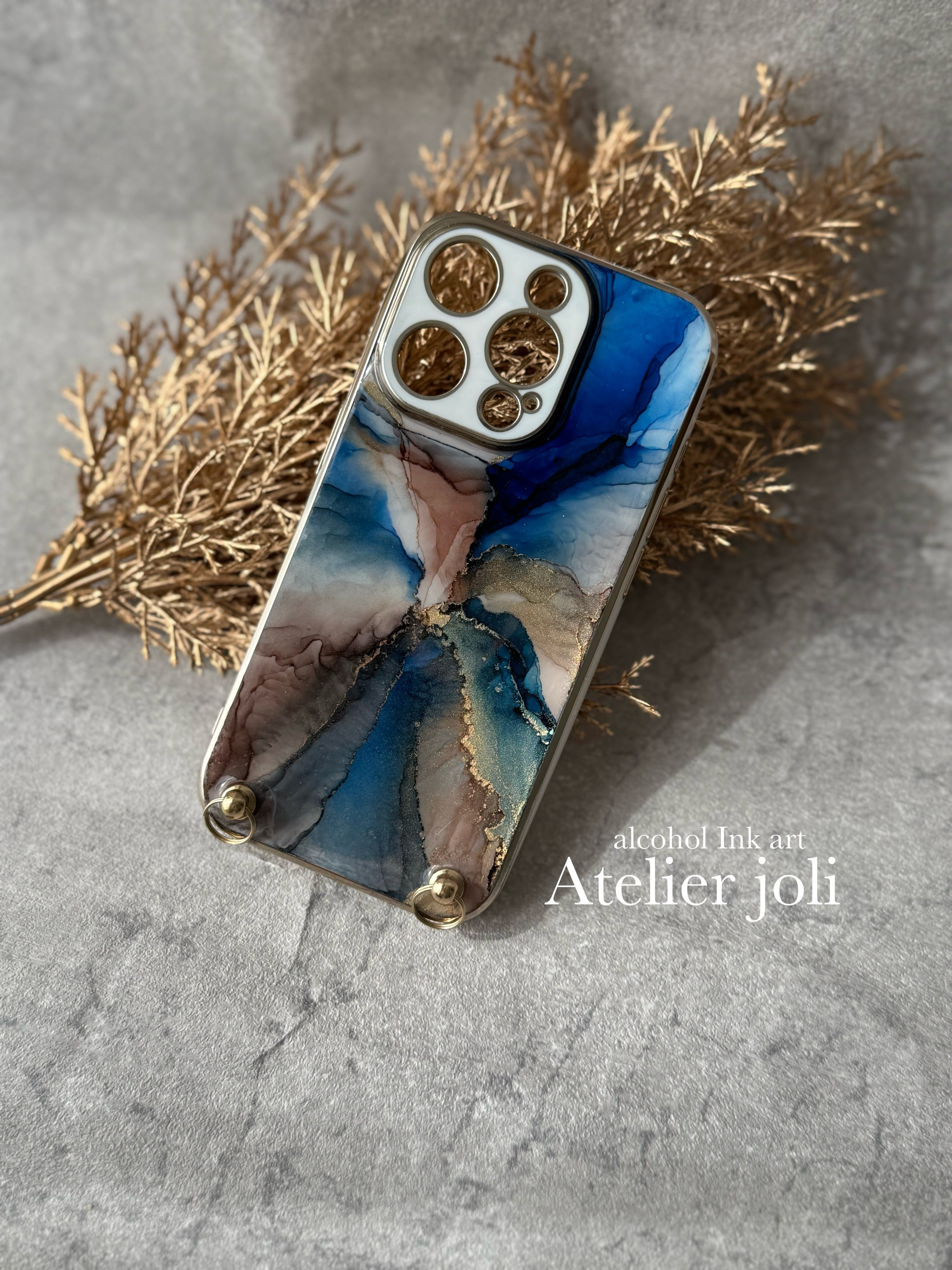 【新作】ブラウン×ブルーインクアートケース