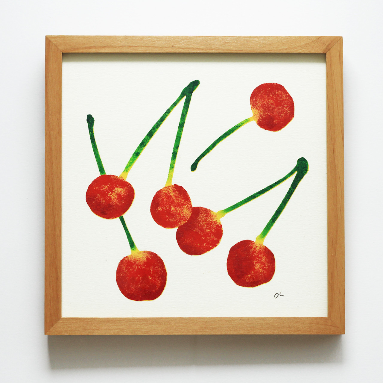 憧れの ましかくの絵「さくらんぼ」 現代アート 大月意匠 版画 正方形 その他