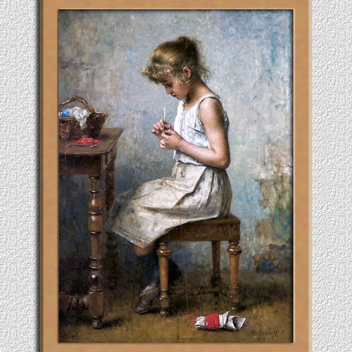 ロシア人作家の水彩画A 人物と楽器の絵 ロシア人作家の水彩画A 人物と