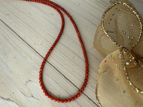 【特別奉仕品】Red coral 宝石珊瑚　赤珊瑚ネックレス　シルバーアジャスター付 15枚目の画像