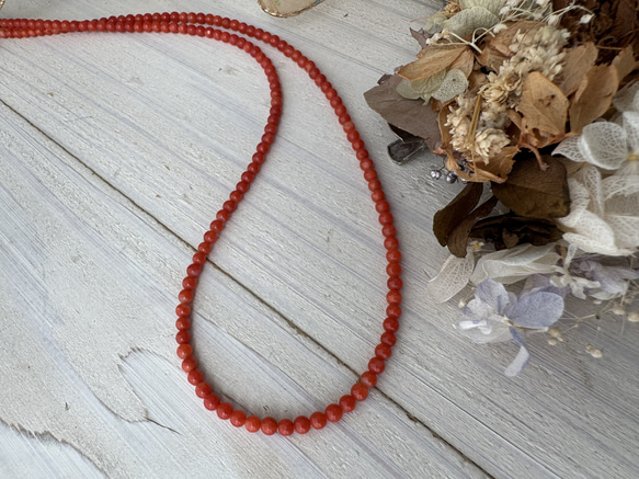 【特別奉仕品】Red coral 宝石珊瑚　赤珊瑚ネックレス　シルバーアジャスター付 13枚目の画像