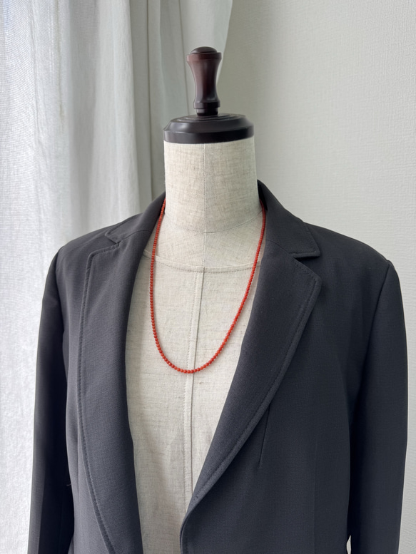 【特別奉仕品】Red coral 宝石珊瑚　赤珊瑚ネックレス　シルバーアジャスター付 3枚目の画像