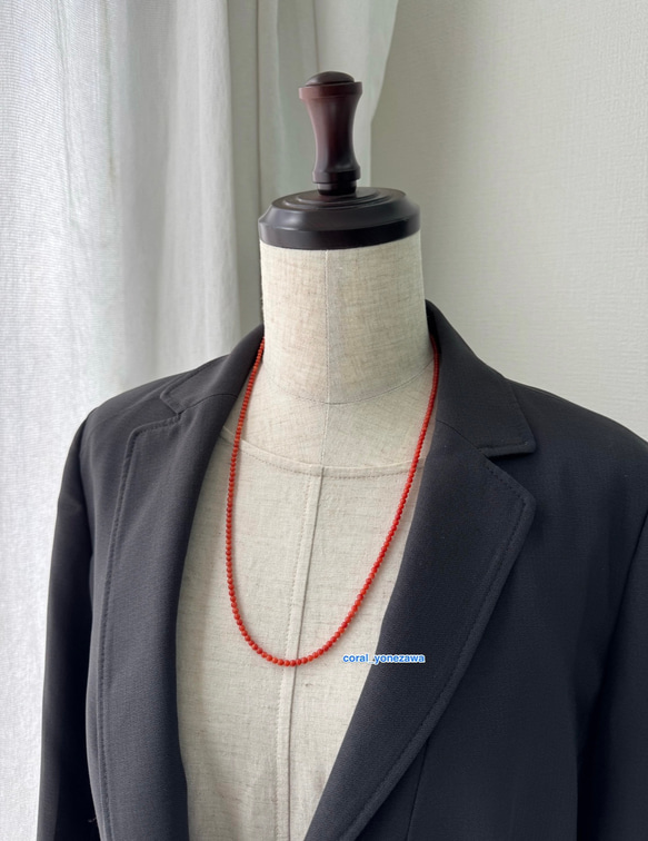 【特別奉仕品】Red coral 宝石珊瑚　赤珊瑚ネックレス　シルバーアジャスター付 1枚目の画像