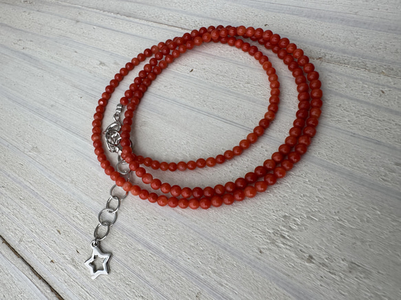 【特別奉仕品】Red coral 宝石珊瑚　赤珊瑚ネックレス　シルバーアジャスター付 18枚目の画像