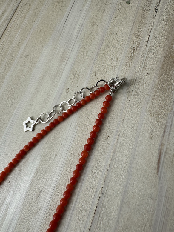 【特別奉仕品】Red coral 宝石珊瑚　赤珊瑚ネックレス　シルバーアジャスター付 8枚目の画像
