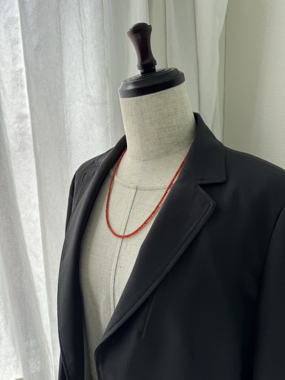 【特別奉仕品】Red coral 宝石珊瑚　赤珊瑚ネックレス　シルバーアジャスター付 5枚目の画像