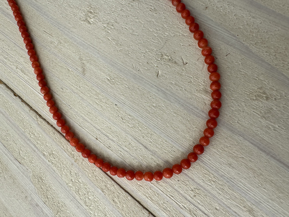【特別奉仕品】Red coral 宝石珊瑚　赤珊瑚ネックレス　シルバーアジャスター付 11枚目の画像