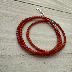 【特別奉仕品】Red coral 宝石珊瑚　赤珊瑚ネックレス　シルバーアジャスター付 17枚目の画像