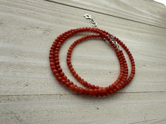 【特別奉仕品】Red coral 宝石珊瑚　赤珊瑚ネックレス　シルバーアジャスター付 17枚目の画像