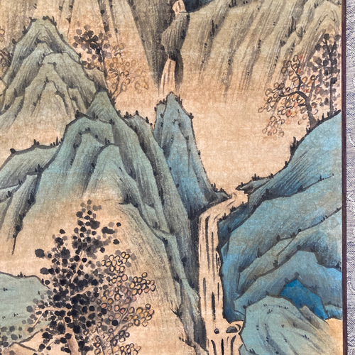 水墨画 掛け軸 山と樹木の風景　風鎮はつきせん 水墨画 掛け軸 山と樹木の風景 風鎮はつきせん 水墨画 掛け軸 山と樹木