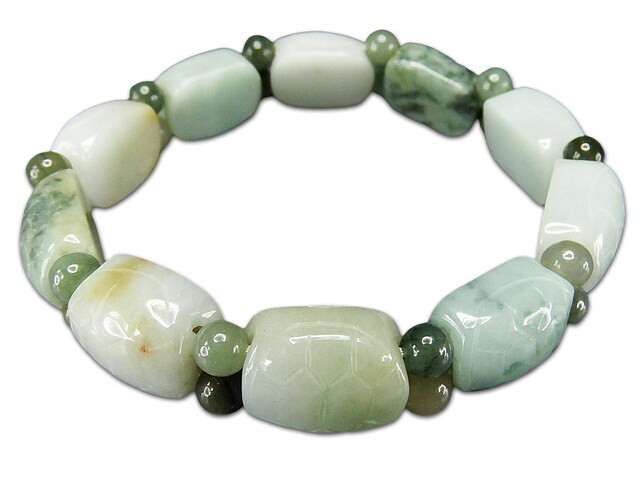 一点物古玉スタイル本翡翠亀紋バングルブレスレット天然石ひすい