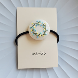 刺繍ヘアゴム no.560 くるみボタン 《送料無料》 ヘアゴム mi-ito 通販