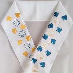 刺繍 半衿 波千鳥 和装小物（帯・半襟） 刺繍好日（ししゅう こうじつ