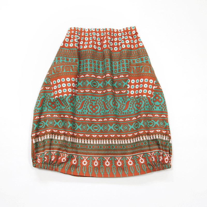 アフリカ布 カンガのバルーンスカート（ 伝統柄キストゥ ）コクーンスカート アフリカ布スカート