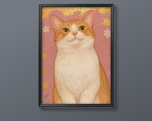 絵画 | イラストポスター 636☆ 【可愛い橘猫】 絵画 アカザ麦 通販