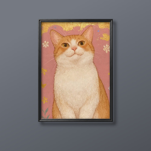 絵画 | イラストポスター 636☆ 【可愛い橘猫】 絵画 アカザ麦 通販