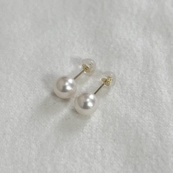 堅実な究極の 一粒 K18YG パール 18金イエロー 7-7.5ミリ あこや真珠 ピアス アクセサリー