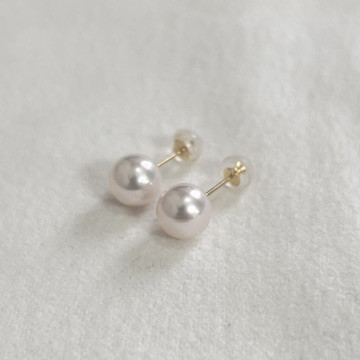 K18YG 一粒 パール ピアス あこや真珠 7.5-8ミリ 18金イエローゴールド 国産 本真珠 スタッドピアス