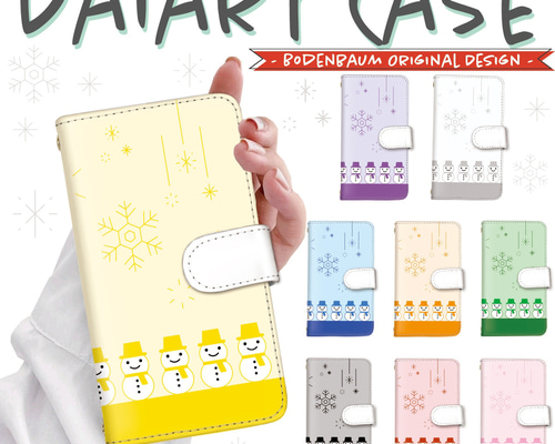 m-21】 雪だるま 雪の結晶 手帳型 スマホケース ゆきだるま スノーマン